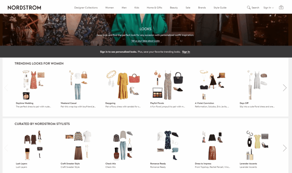 Nordstrom Looks page